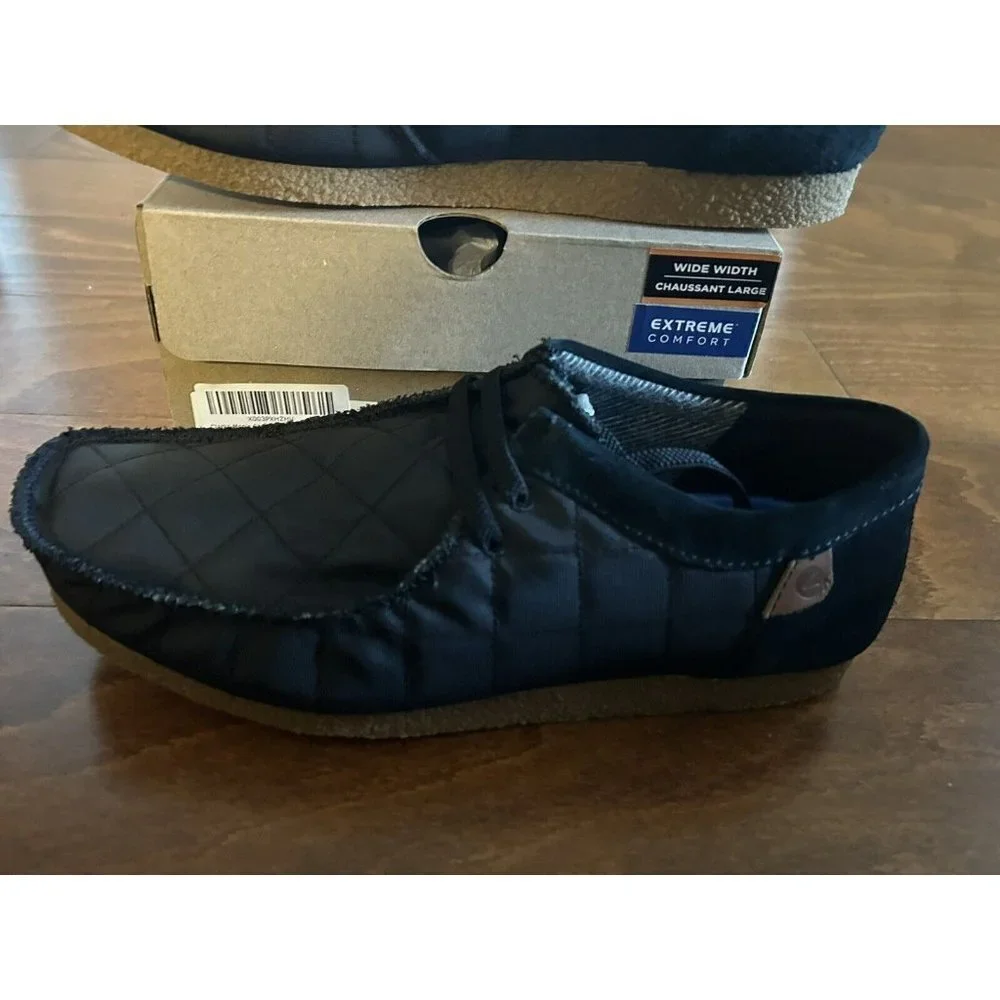 Clarks Men's Shacre II Step Moccasin Black Textile Quilted Lace Up NEW‎ 8 W